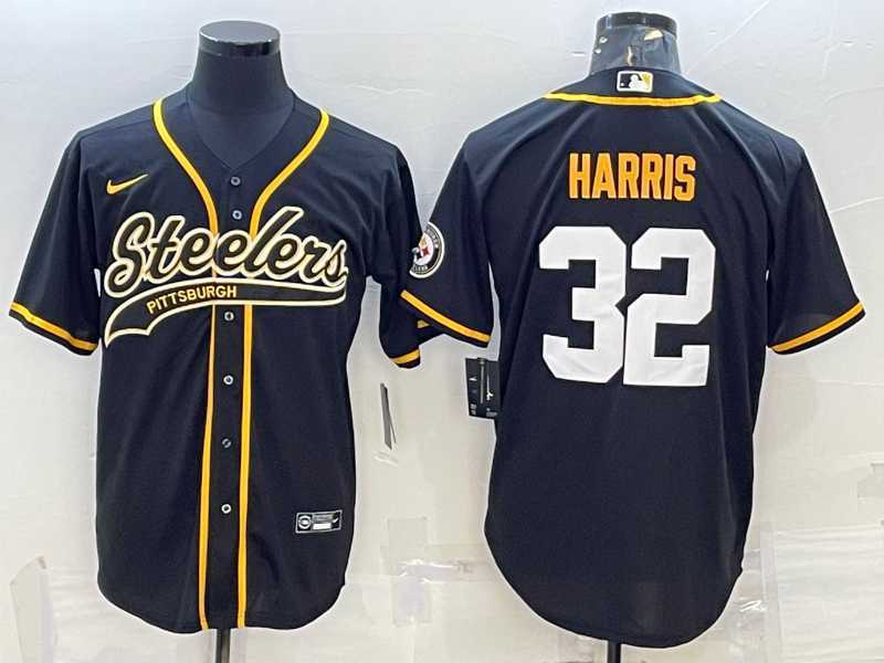Men%27s Pittsburgh Steelers #32 Franco Harris Black With Patch Cool Base Stitched Baseball Jerseys